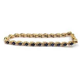 Bracelet Or Jaune 14k Saphirs & Diamants
