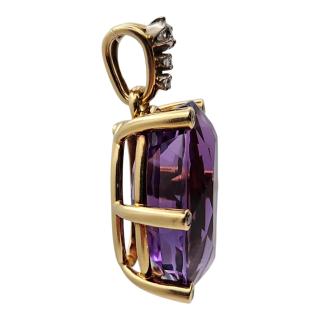 PENDENTIF OR 18CT AMÉTHYSTE ET DIAMANTS