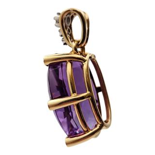 PENDENTIF OR 18CT AMÉTHYSTE ET DIAMANTS