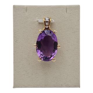 PENDENTIF OR 18CT AMÉTHYSTE ET DIAMANTS