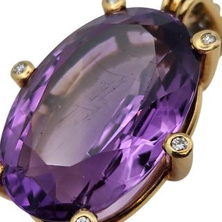 PENDENTIF OR 18CT AMÉTHYSTE ET DIAMANTS