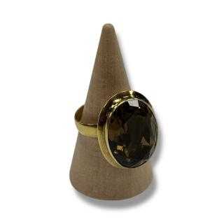 Bague or jaune 18ct avec quartz fumé