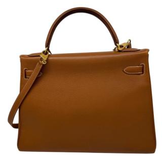 Sac Hermes Kelly 32 Gold Epsom Vintage