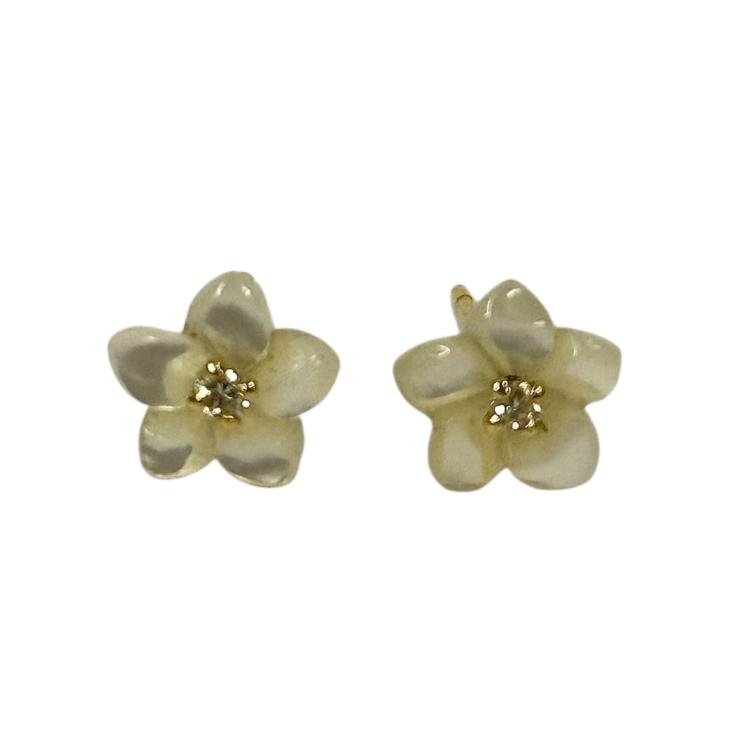 Clous en or Jaune 18cts Fleur en Nacre