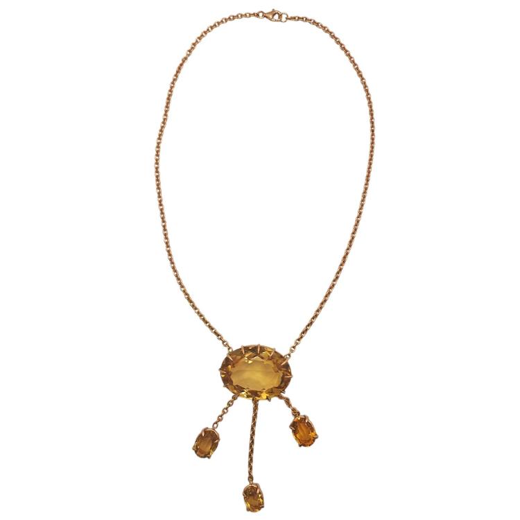 COLLIER OR 18 CT ET CITRINES