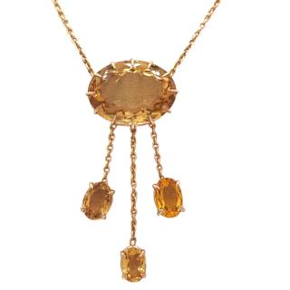 COLLIER OR 18 CT ET CITRINES