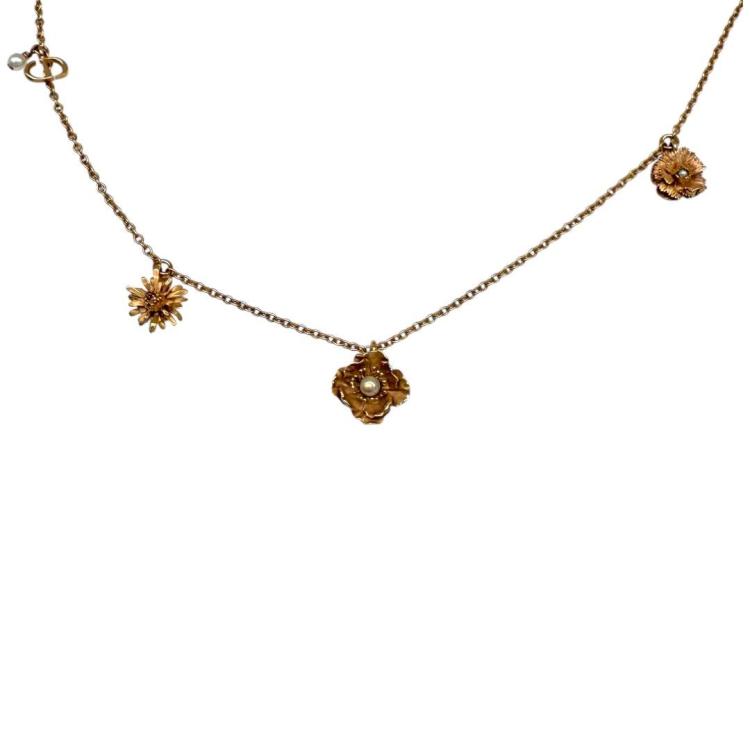 Collier Dior Mille Fiori Plaque Or Rose