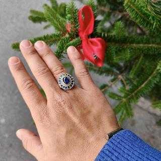 Bague Or Jaune 14k Saphirs & Diamants