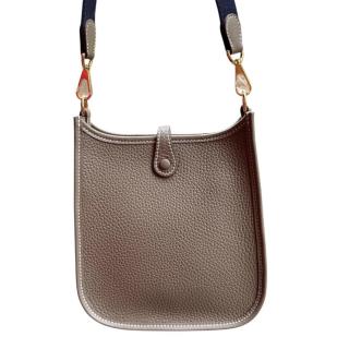 Sac Hermes Evelyne Etoupe Gold Blue 16cm