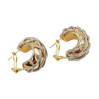 Boucles d'Oreilles Or Jaune&Blanc 14 Ct