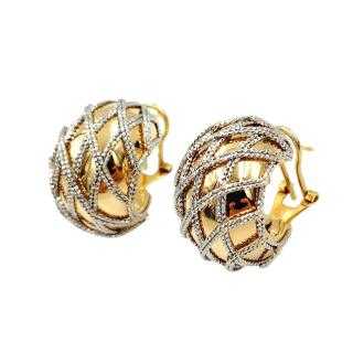 Boucles d'Oreilles Or Jaune&Blanc 14 Ct