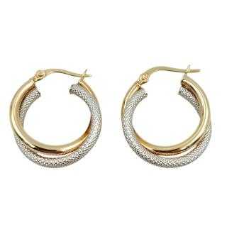 Boucles d'Oreilles Or Jaune&Blanc 14 Ct