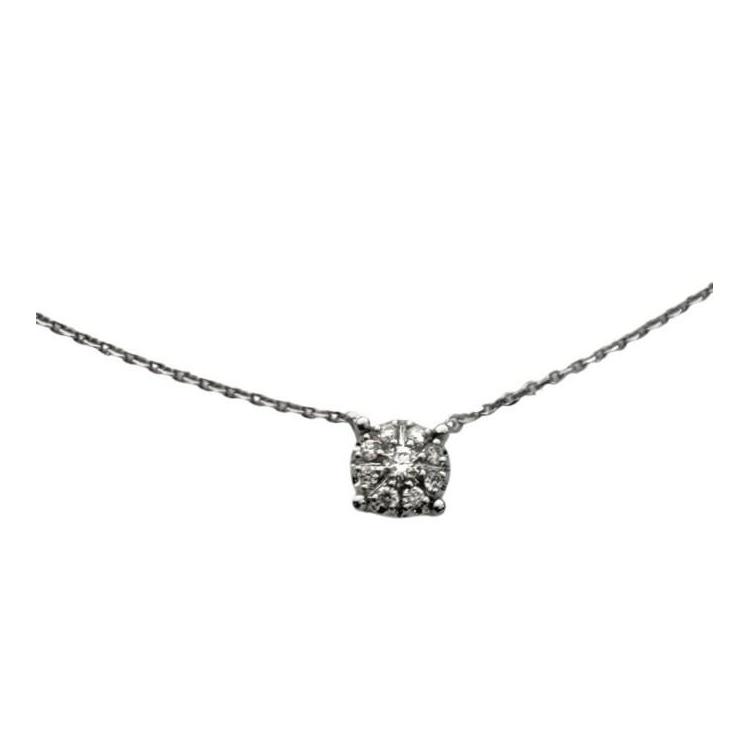Collier Or Blanc 18ct & Diamants