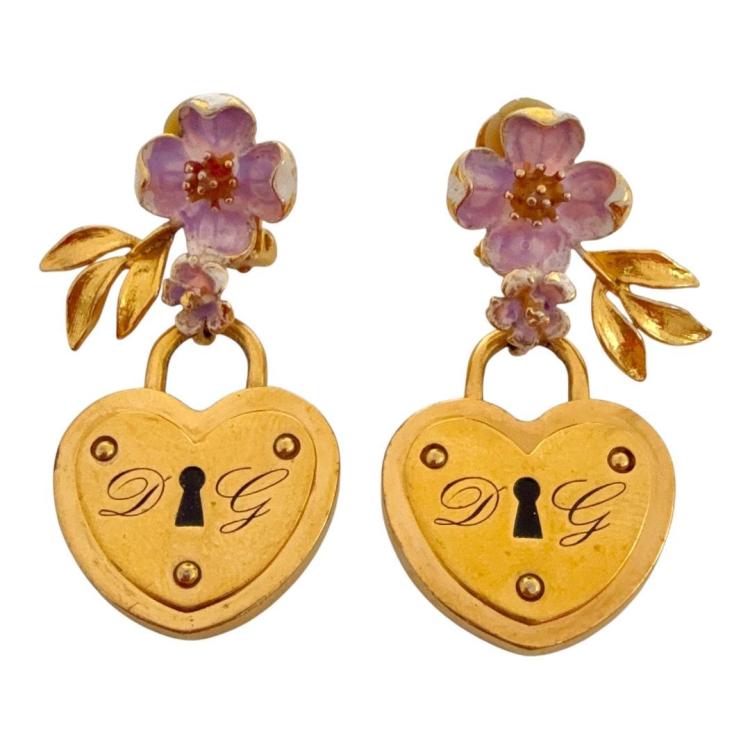 Boucles D'Oreilles Dolce Gabbana Coeur Cadenas Floral Clip