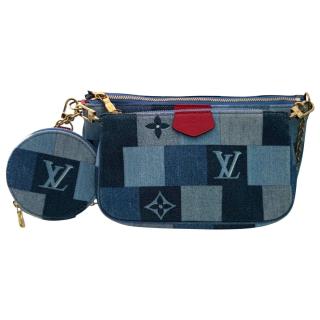Sac Louis Vuitton Multi Pochette Denim Blue Red