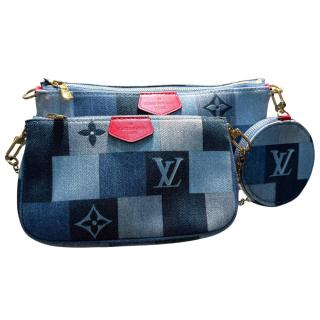 Sac Louis Vuitton Multi Pochette Denim Blue Red