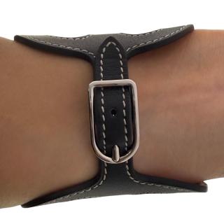 Bracelet Hermes Manchette Entrelacs en cuir