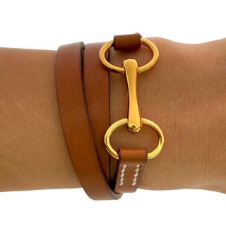 Bracelet Hermes Etrier Double Tour Cuir Marron