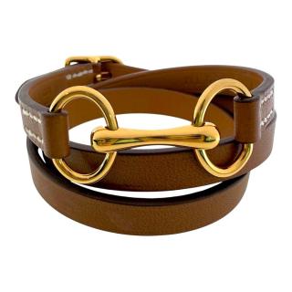 Bracelet Hermes Etrier Double Tour Cuir Marron