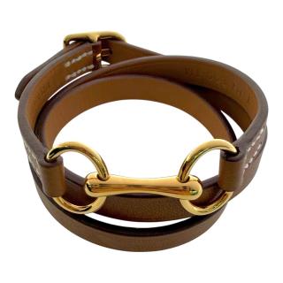Bracelet Hermes Etrier Double Tour Cuir Marron