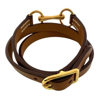 Bracelet Hermes Etrier Double Tour Cuir Marron