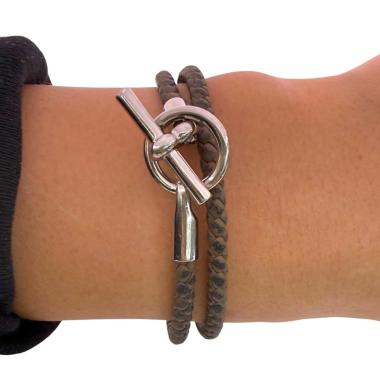 Bracelet Hermes Glénan Double Tour Argenté étoupe