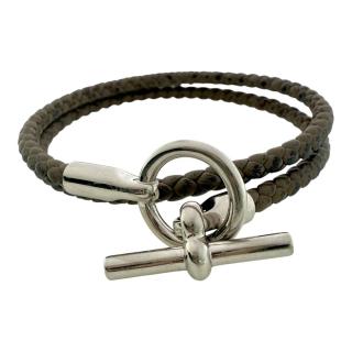 Bracelet Hermes Glénan Double Tour Argenté étoupe