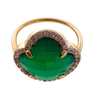 Bague Morganne Bello Victoria Agate Vert & Diamants Grand Modèle