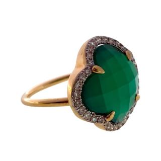 Bague Morganne Bello Victoria Agate Vert & Diamants Grand Modèle