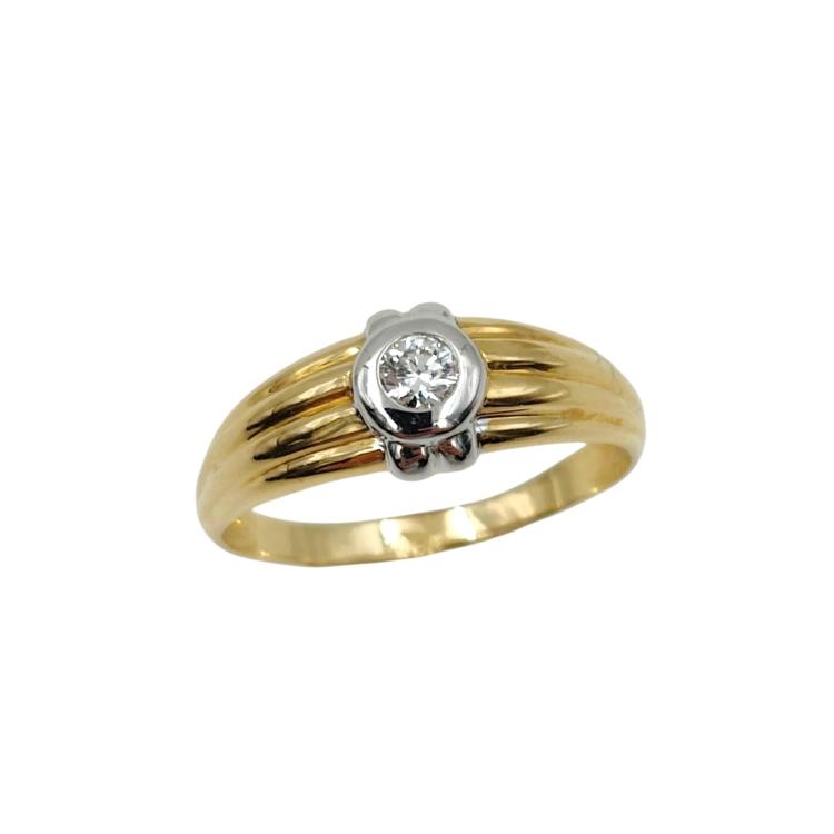 Bague Or Jaune&Blanc 18 Ct Diamant