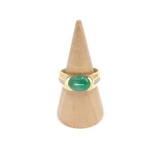 Bague en or jaune 18k, Jade & Diamants