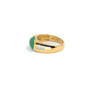 Bague en or jaune 18k, Jade & Diamants