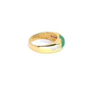 Bague en or jaune 18k, Jade & Diamants