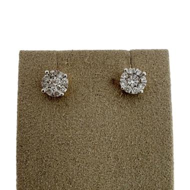 Boucles D'Oreilles Or Jaune 18ct & Diamants
