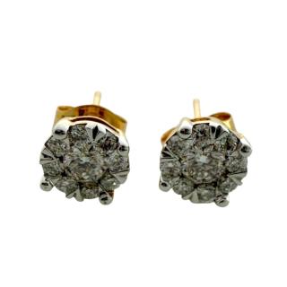 Boucles D'Oreilles Or Jaune 18ct & Diamants