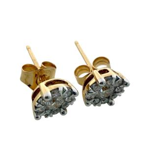 Boucles D'Oreilles Or Jaune 18ct & Diamants