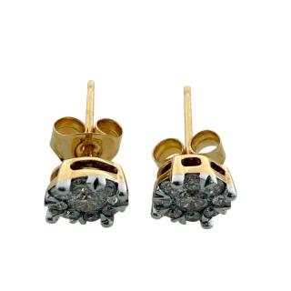 Boucles D'Oreilles Or Jaune 18ct & Diamants