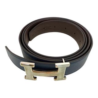 Ceinture Hermes H Réversible Bleu & Marron