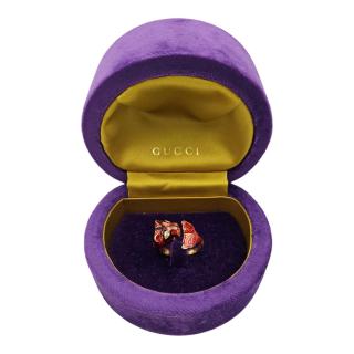 Gucci Bague Marché des Merveilles Or 18 Ct, Diamants et Émail Rouge