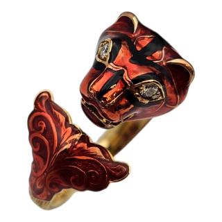 Gucci Bague Marché des Merveilles Or 18 Ct, Diamants et Émail Rouge