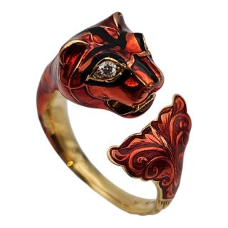 Gucci Bague Marché des Merveilles Or 18 Ct, Diamants et Émail Rouge