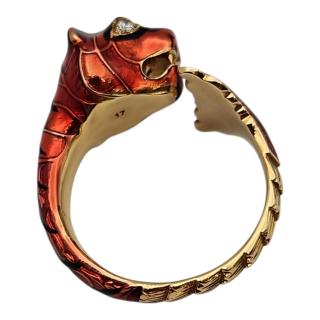 Gucci Bague Marché des Merveilles Or 18 Ct, Diamants et Émail Rouge
