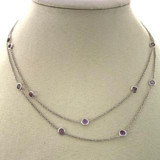 Collier Or Blanc 18ct & Améthystes