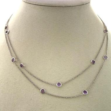 Collier Or Blanc 18ct & Améthystes