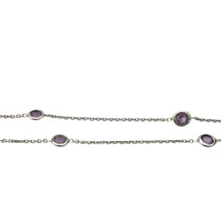 Collier Or Blanc 18ct & Améthystes