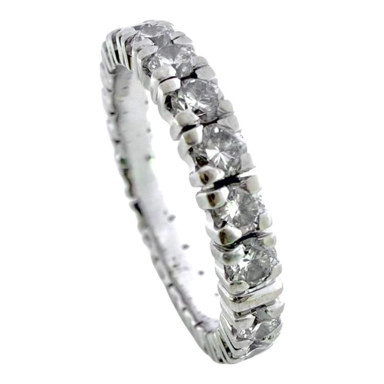 Bague Riviere Or Blanc 14Ct & Diamants