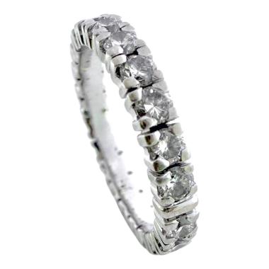 Bague Riviere Or Blanc 14Ct & Diamants