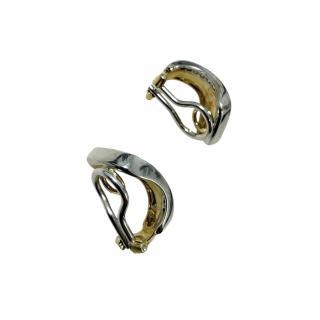 Boucles d'oreilles à pince Or jaune et Blanc 18 ct