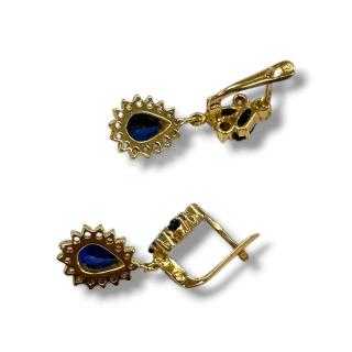 Boucles d'oreilles or jaune 18ct avec pierres