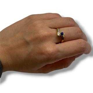Bague or jaune 18ct avec pierres synthétiques